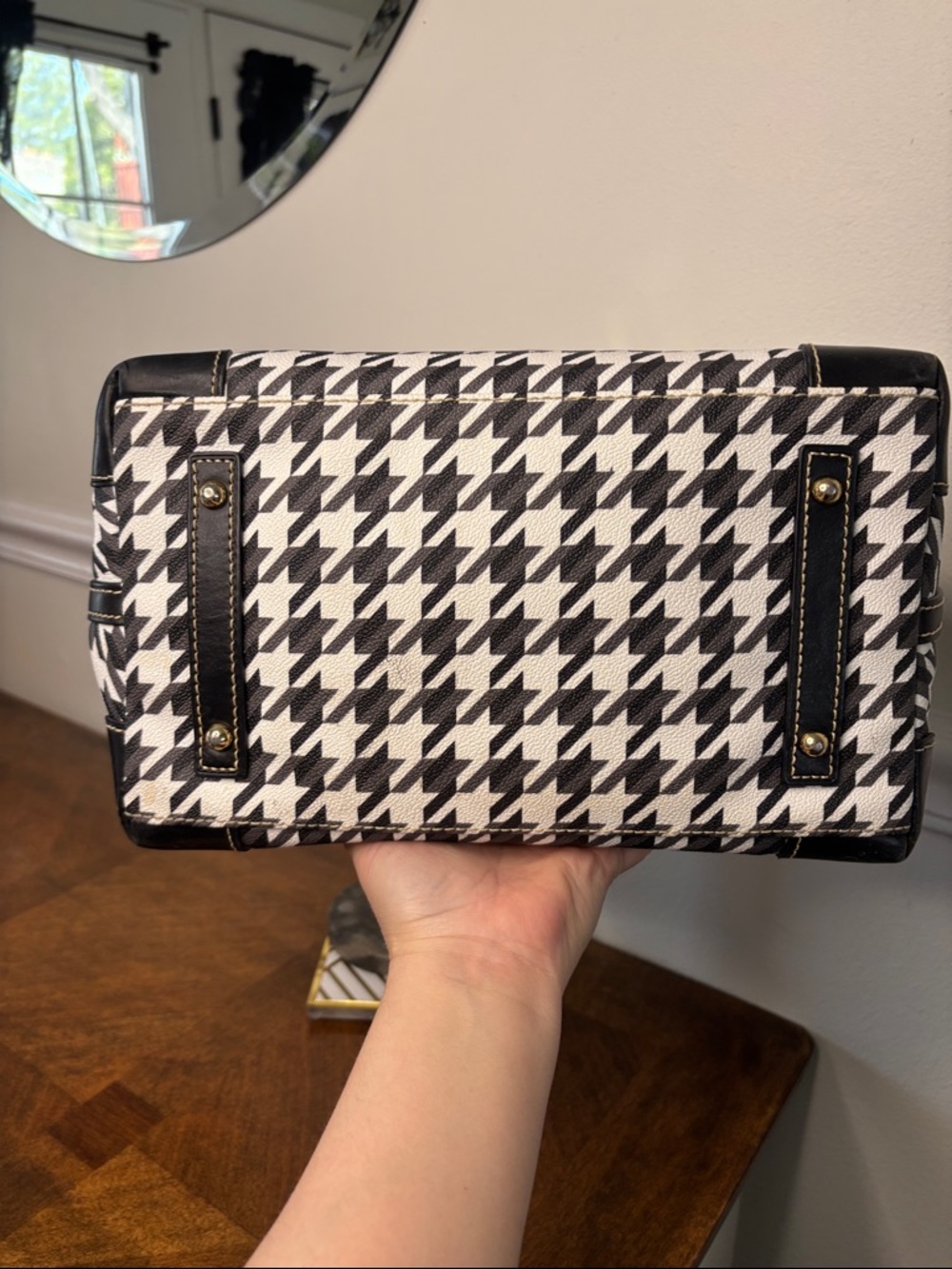 Dooney & Bourke Black and White Houndstooth Tote - Picture 10 of 16